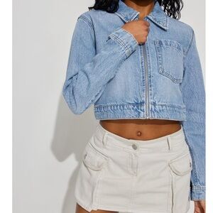 Garage Cropped Denim Trucker Jacket